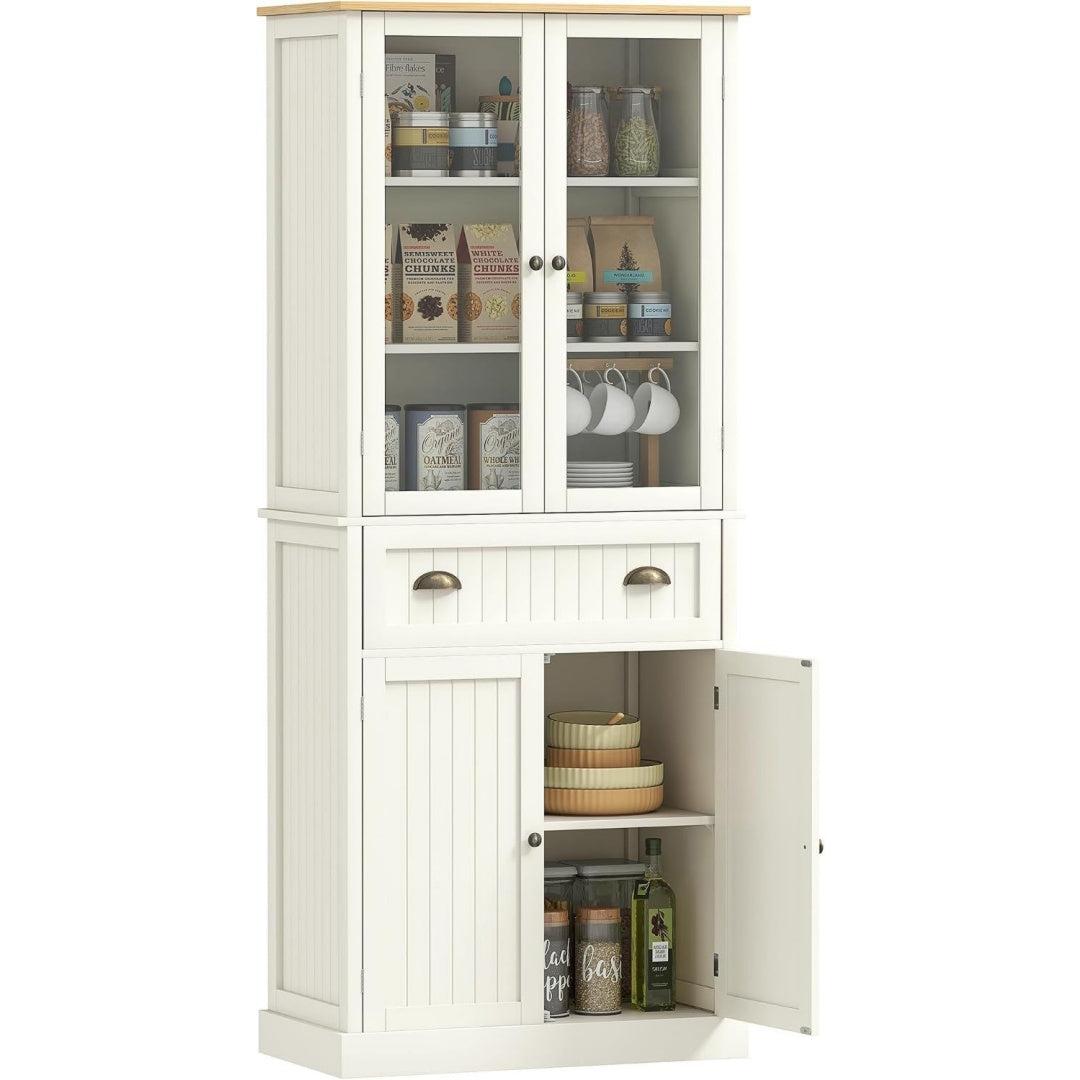 Sideboard verbindet Glastueren und eine stapelbare Form
