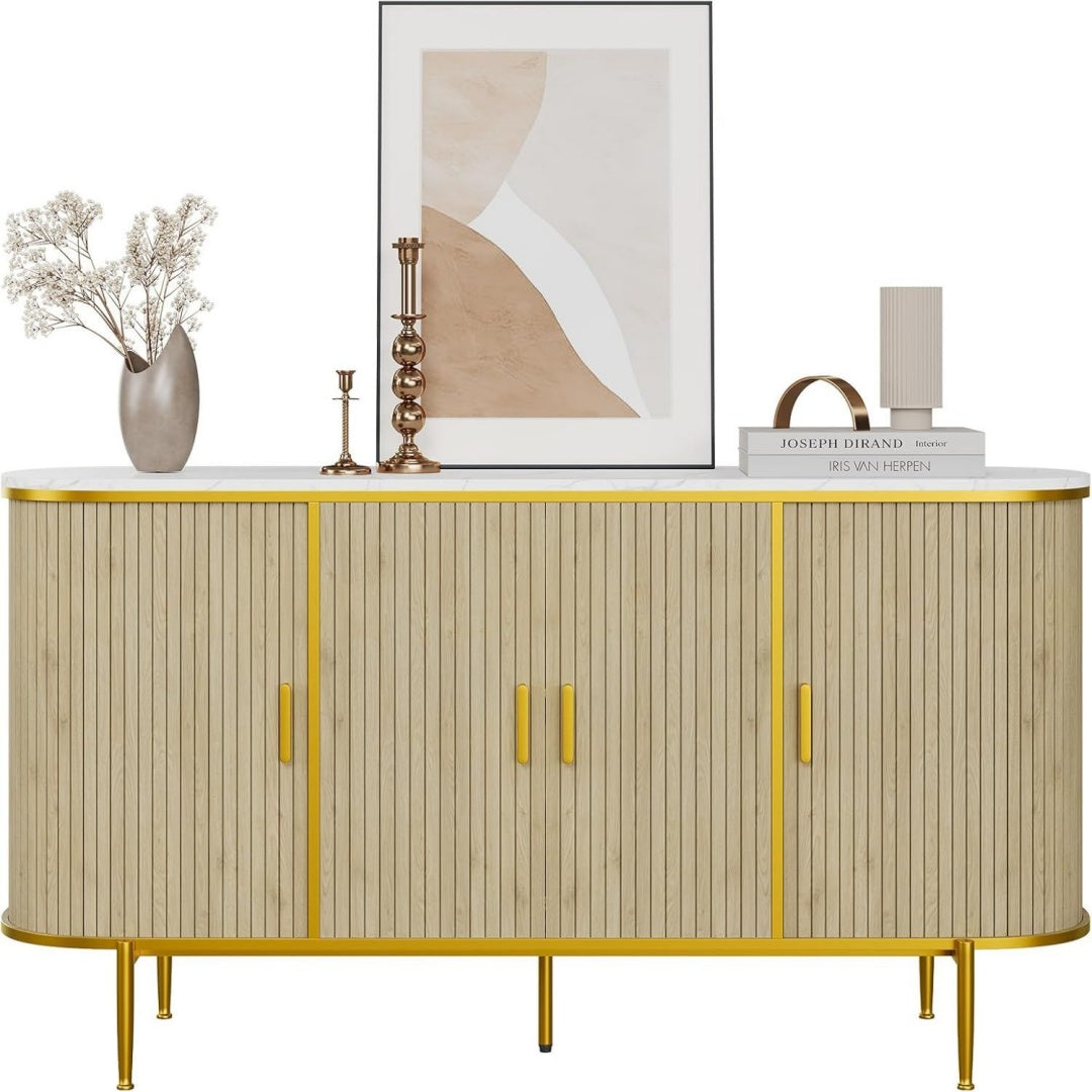 Sideboard mit strukturierten Fronten und Schiebetueren