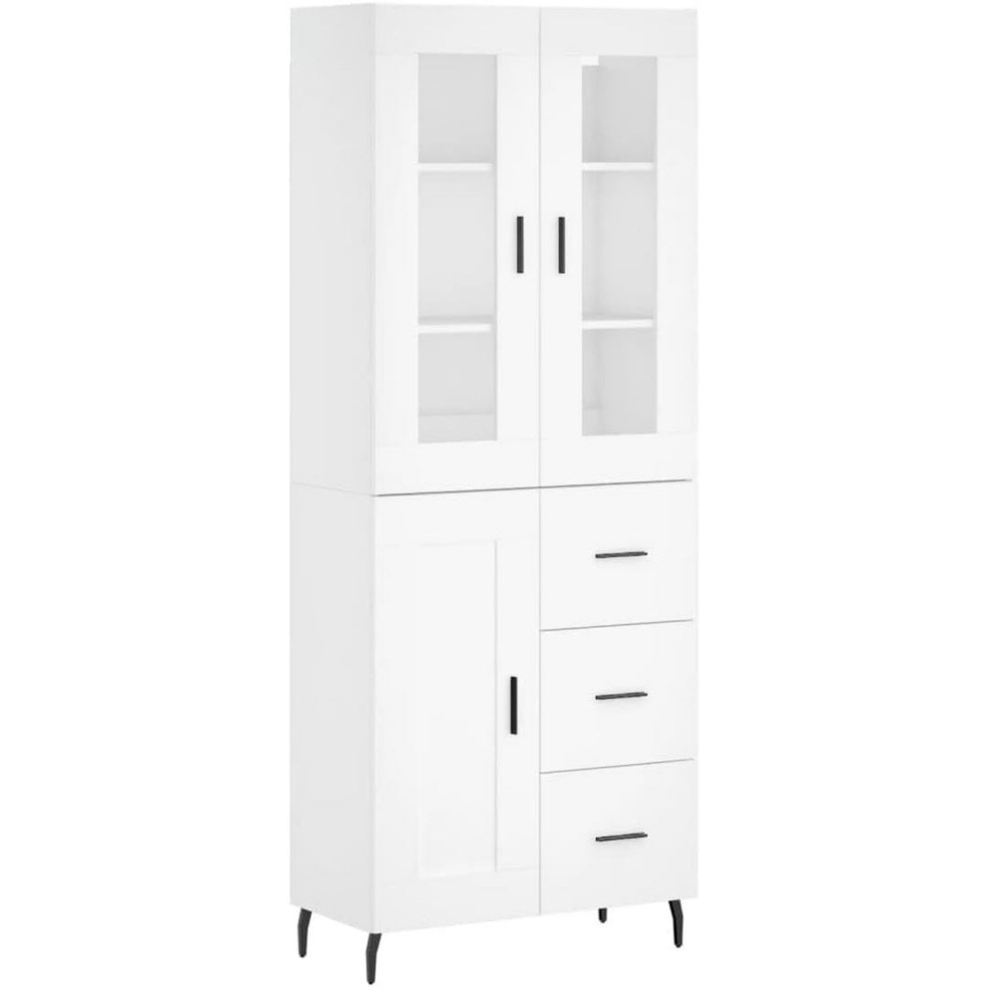 Vitrine mit den Massen 69.5 x 34 x 180 cm in Weiss