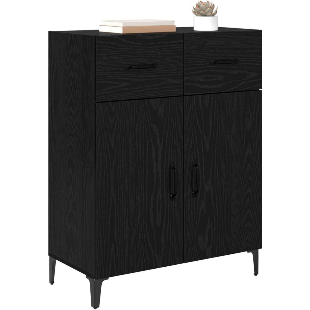 Sideboard in Schwarz und Eichenbraun mit Schubladen