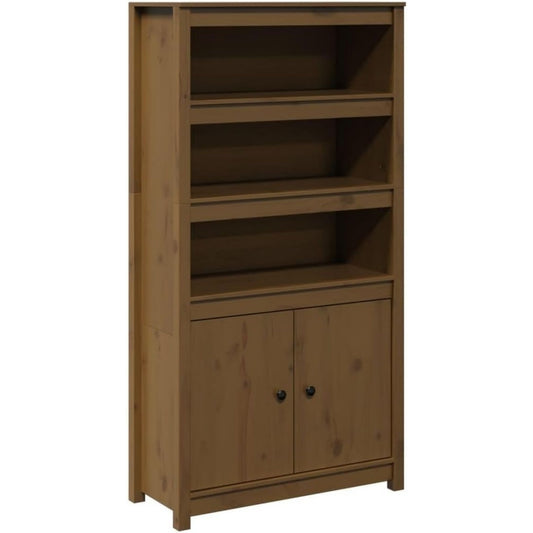 Hochschrank in Braun mit offenen Ablagen