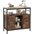 Offene Ablagen praegen das Sideboard aus Metall