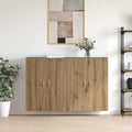 Der Wandschrank misst 69.5 x 34 x 90 cm in Eichenbraun