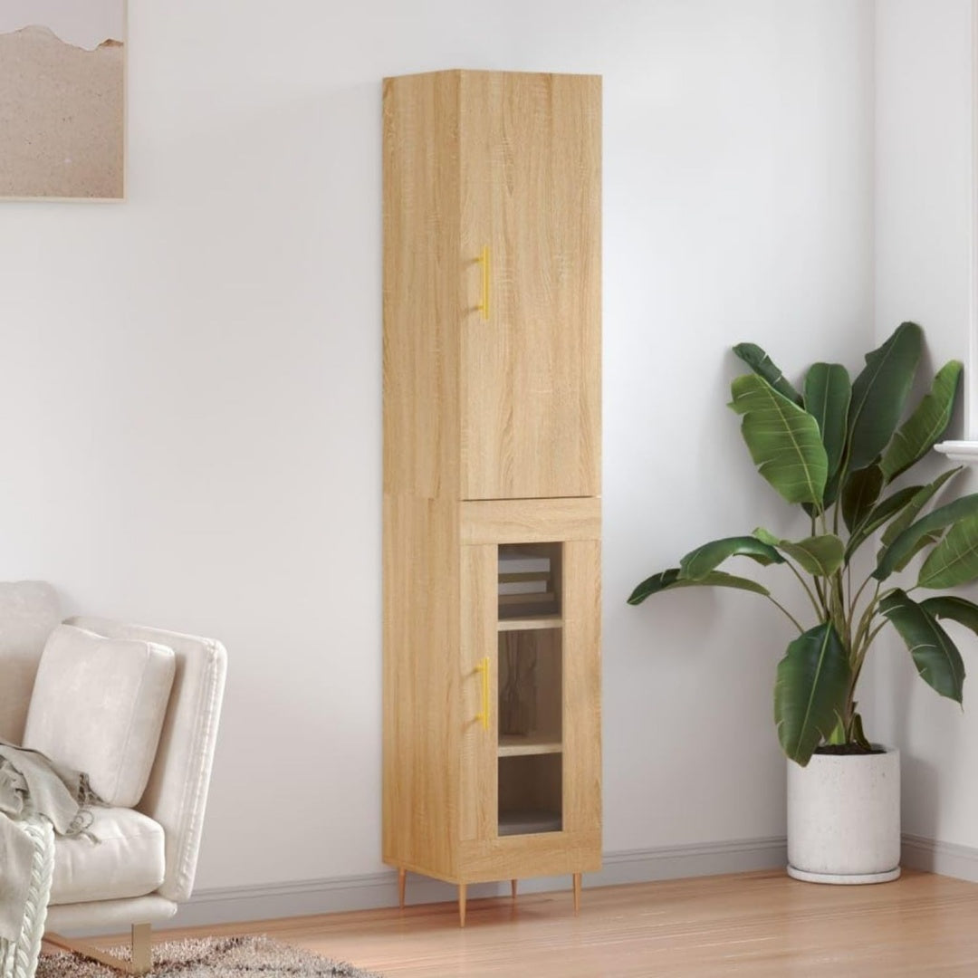 Hochschrank aus Holzwerkstoff mit geschlossenem Stauraum mit den Massen 34.5 x 34 x 180 cm