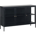 Vitrine mit goldfarbenen Griffen