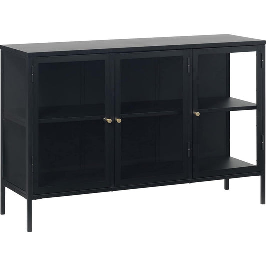 Vitrine mit goldfarbenen Griffen
