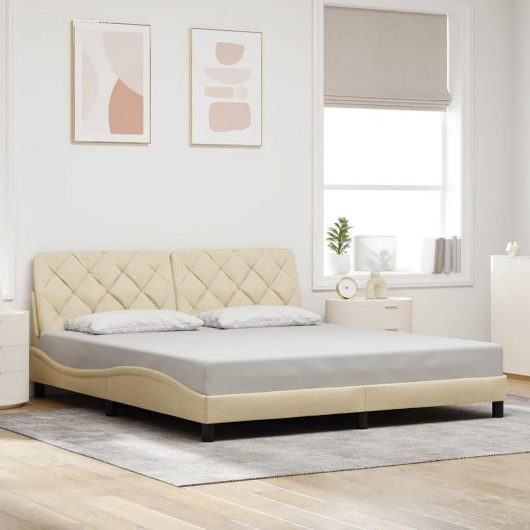 Bettgestell aus Stoff in Creme
