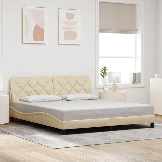 Bettgestell aus Stoff in Creme