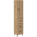 Hochschrank mit geschlossenem Stauraum, Schubladen und einem Metallgestell